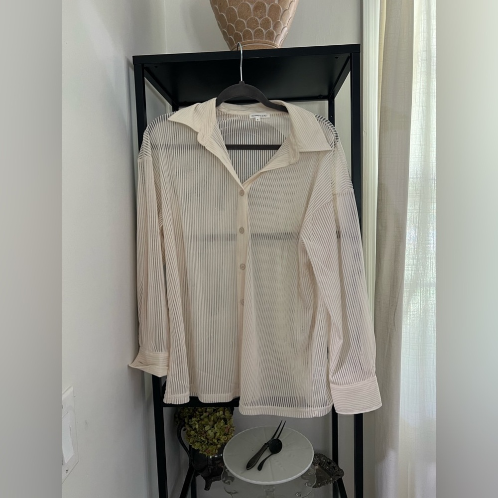 Mimosa mesh short sleeve button up